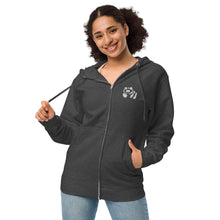 Load image into Gallery viewer, Unisex fleece zip up hoodie - White Pandeau