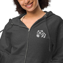 Load image into Gallery viewer, Unisex fleece zip up hoodie - White Pandeau