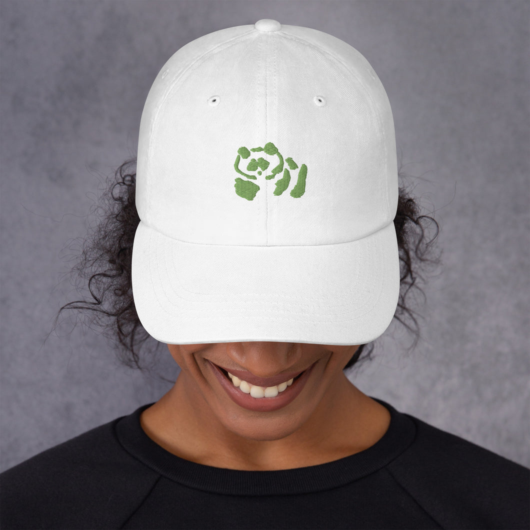 White Dad Hat - Light Green Pandeau