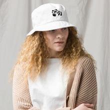 Load image into Gallery viewer, White Organic bucket hat - Black Pandeau
