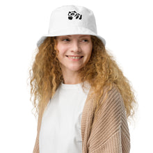 Load image into Gallery viewer, White Organic bucket hat - Black Pandeau

