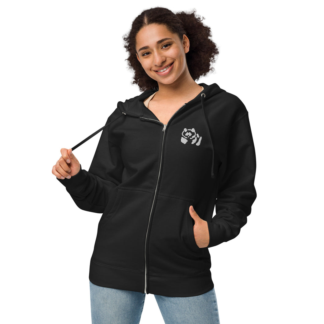 Unisex fleece zip up hoodie - White Pandeau