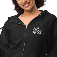 Load image into Gallery viewer, Unisex fleece zip up hoodie - White Pandeau
