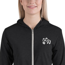 Load image into Gallery viewer, Unisex zip hoodie - White Pandeau Embroidered
