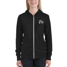 Load image into Gallery viewer, Unisex zip hoodie - White Pandeau Embroidered
