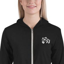 Load image into Gallery viewer, Unisex zip hoodie - White Pandeau Embroidered
